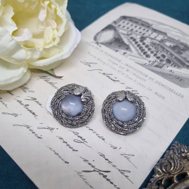 Vintage Ohrclips 50Er Jahre Massive Runway Ohrringe/Made in West Germany Statement Clips Silber Grau von AntikStorys