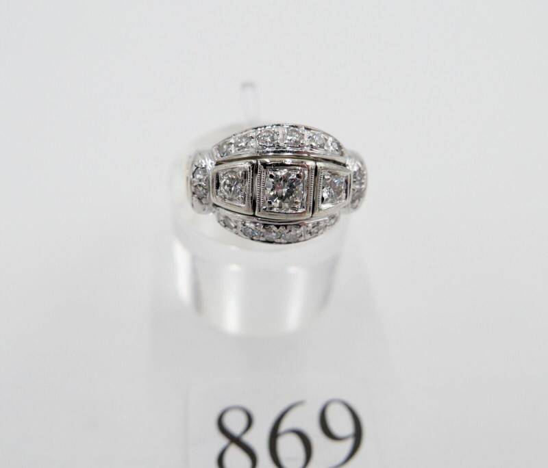 1980Er Alter Bicolor Gold Diamant Brillant Damen Ring 0, 90 Ctw 585 14K Gr.56 von AntikhandelStuttgart