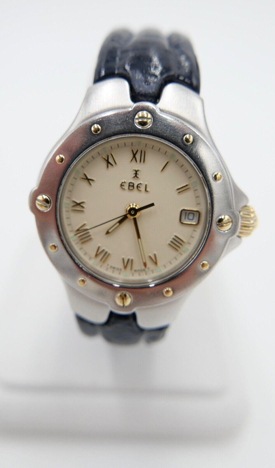 2000Er Ebel Sportwave Quarz E6087621 Blaues Lederband Damenuhr Ø 27mm von AntikhandelStuttgart