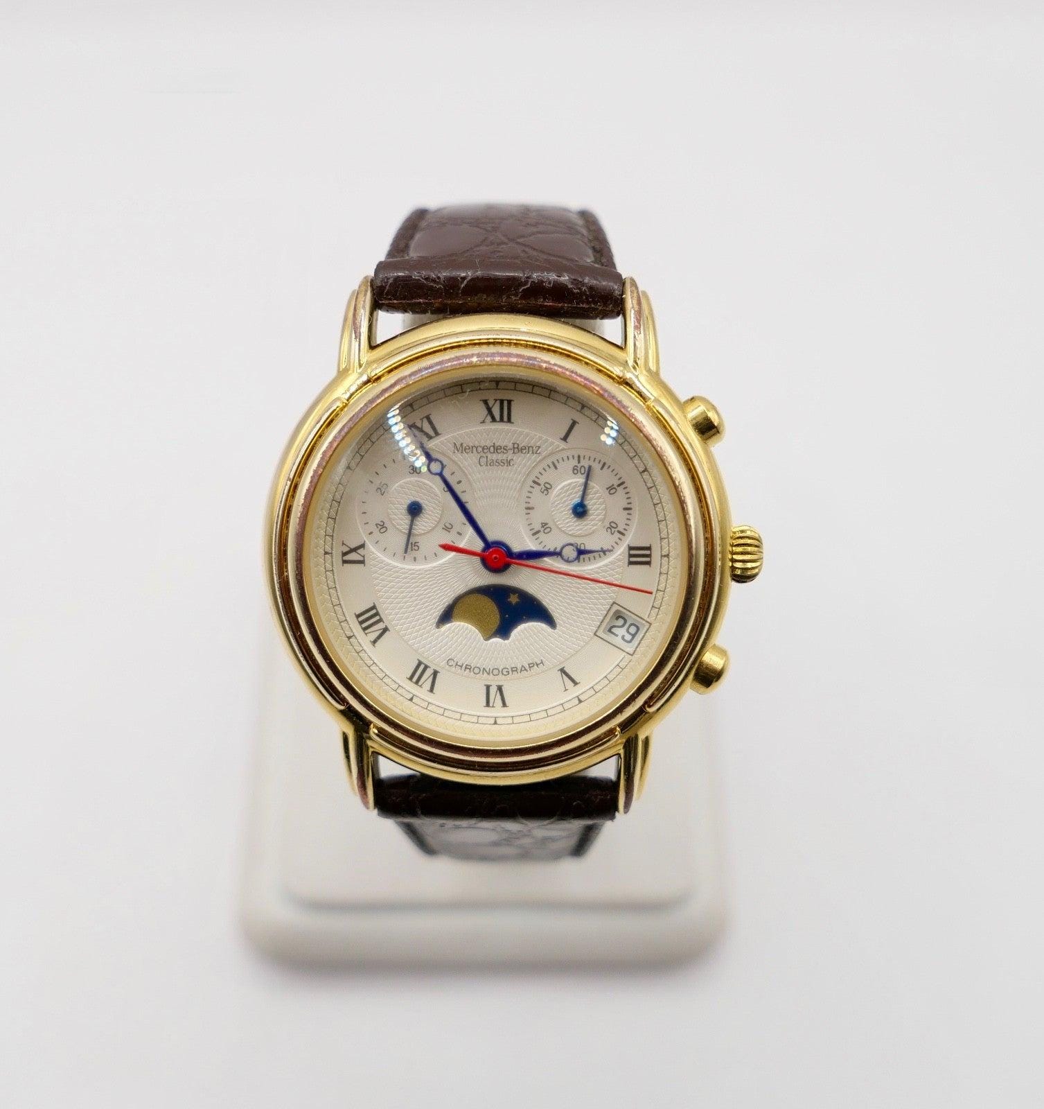 2000Er Jahre Mercedes Benz Classic Chronograph Quartz Mondphase 35mm von AntikhandelStuttgart