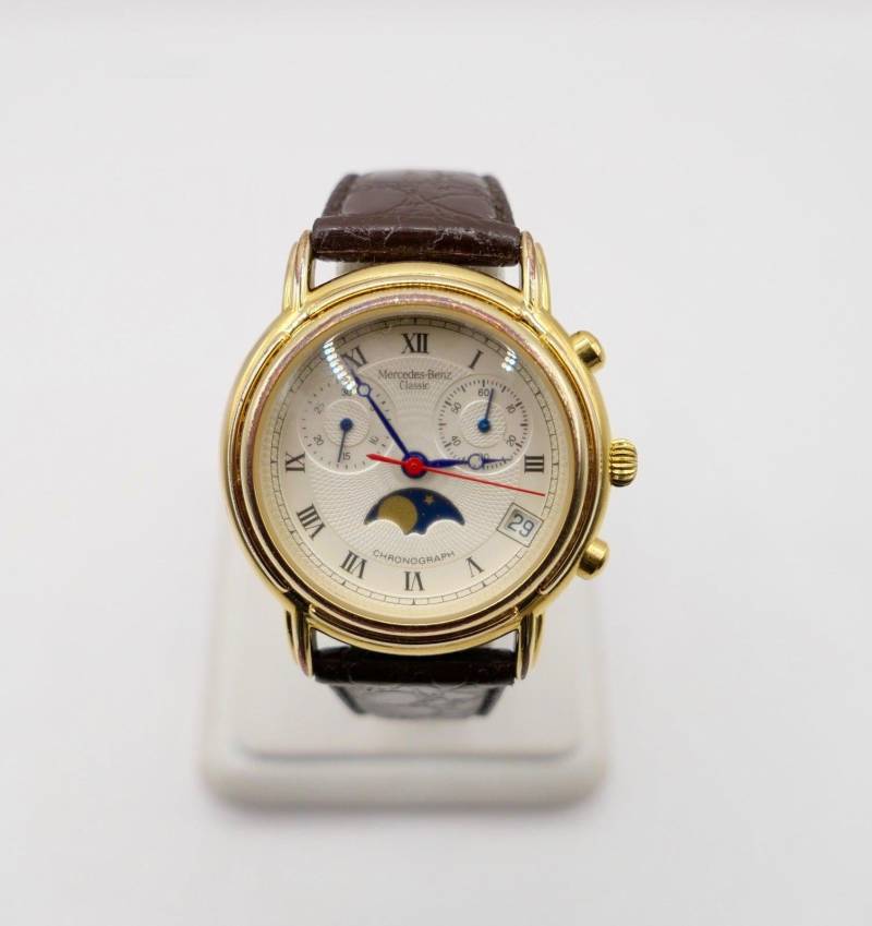 2000Er Jahre Mercedes Benz Classic Chronograph Quartz Mondphase 35mm von AntikhandelStuttgart