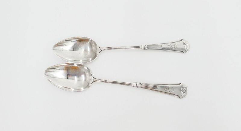 2x Seltene Antike Kaffeelöffel Lw Lutz & Weiss Monogramm Js Silber 37, 3 Gr von AntikhandelStuttgart