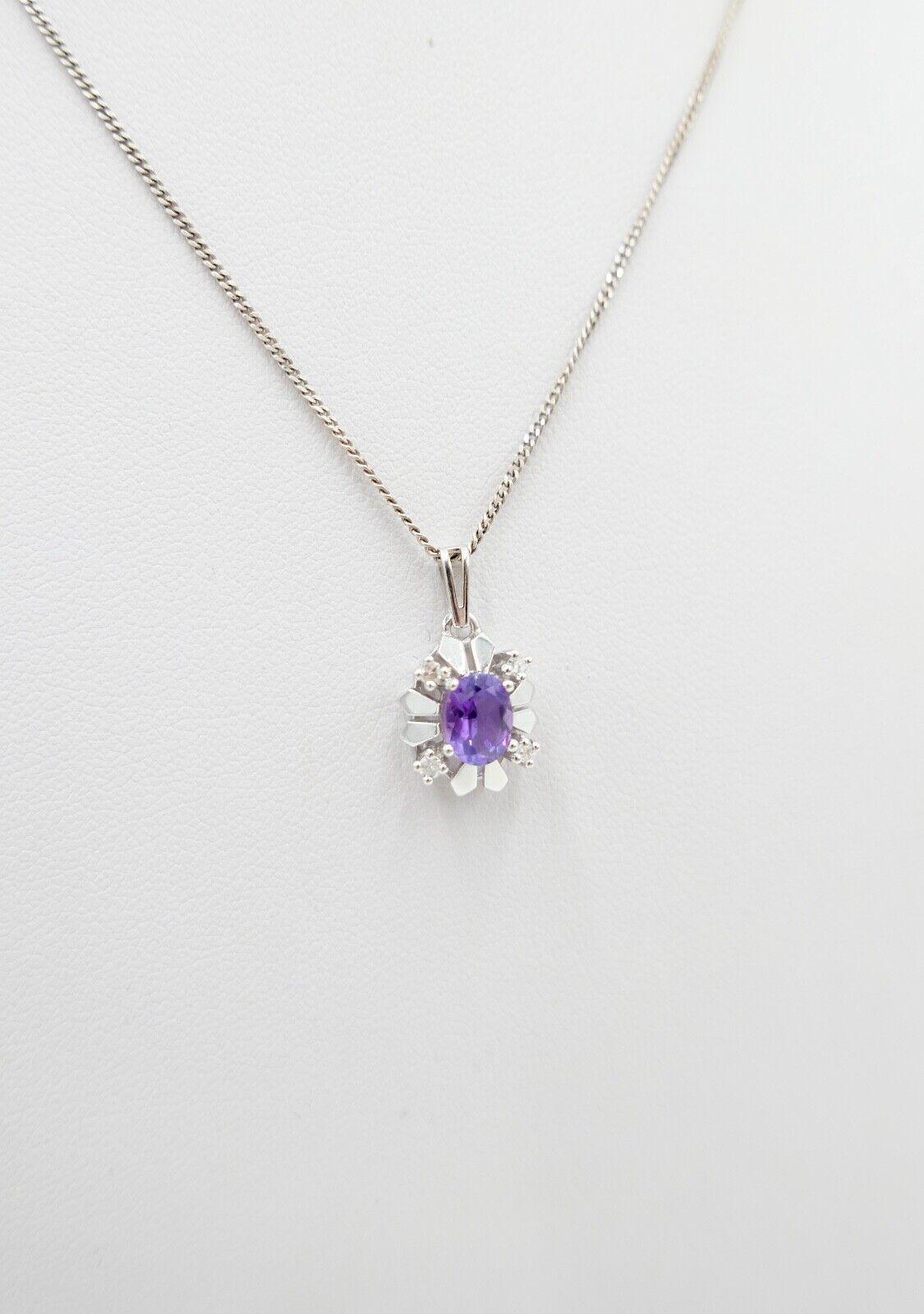 70Er Jahre Tendor Anhänger Weißgold 585/14K Mit Amethyst & Brillanten F Vvs von AntikhandelStuttgart