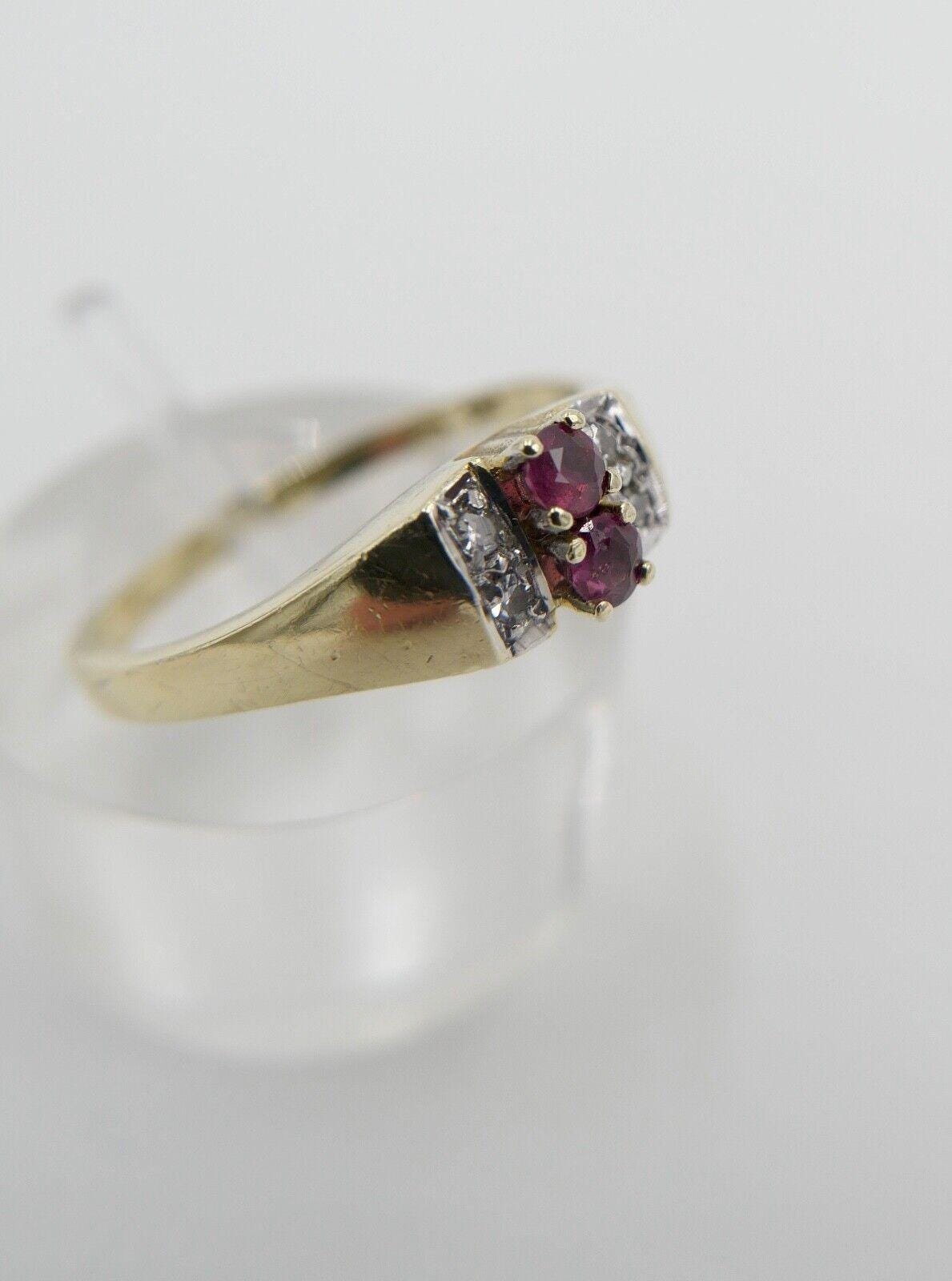 80Er Jahre Damenring Ring Gold 585/14K Rubin Diamanten Gr. 56 Achtkantschliff von AntikhandelStuttgart