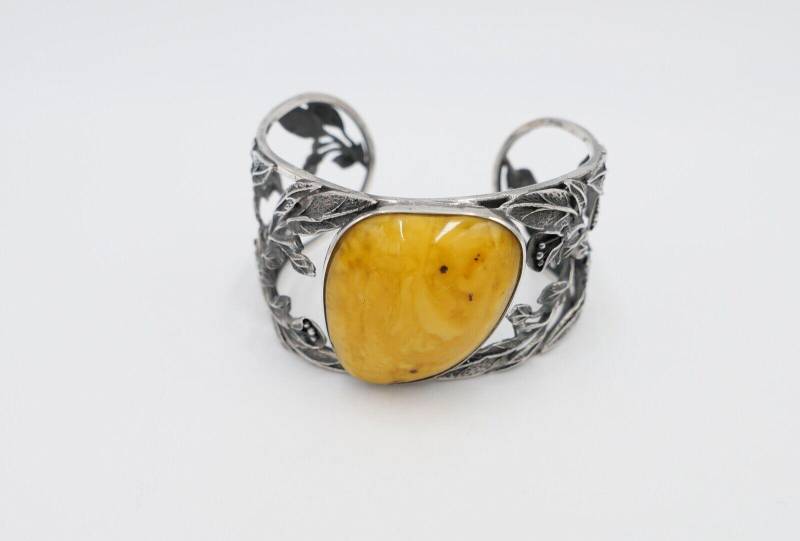 80Er Jahre Designer Mg Silber 925 Bernstein Armband Armreif P Posen Polen von AntikhandelStuttgart