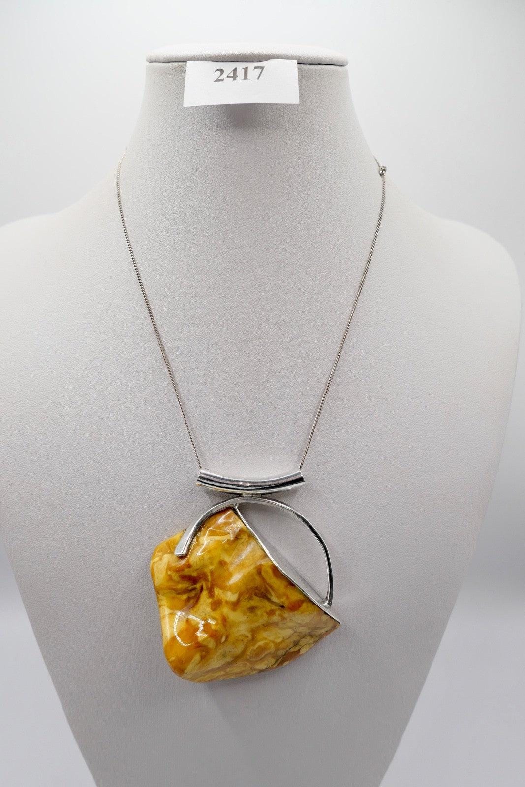 80Er Jahre Große Bernstein Butterscotch Anhänger 925 Silber Danzig Gdansk Polen von AntikhandelStuttgart