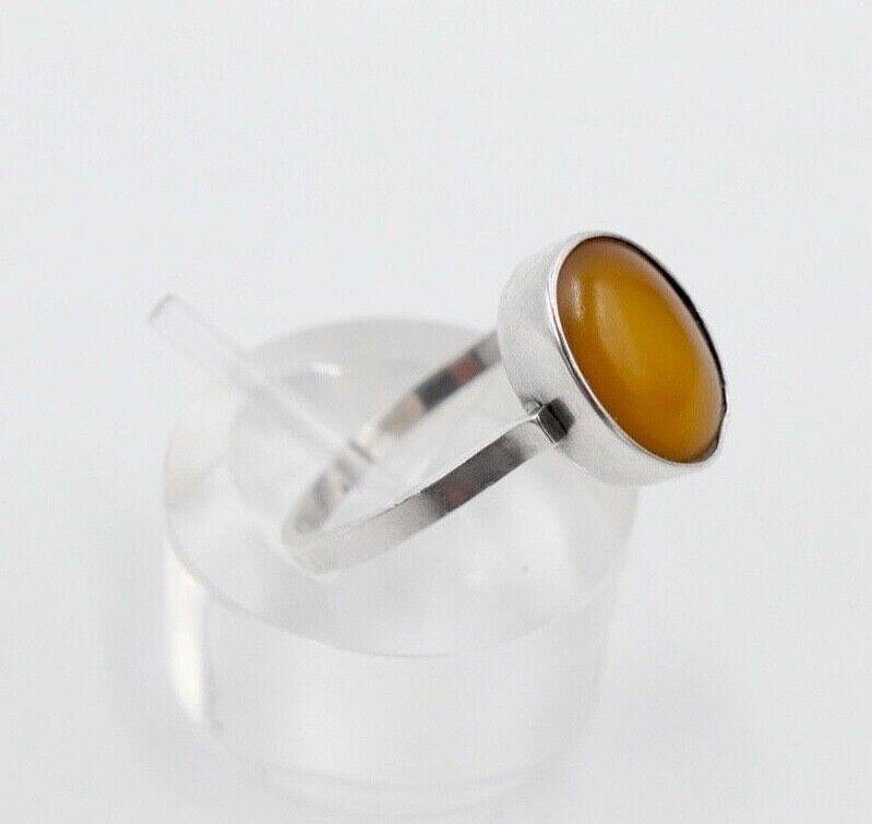 80Er Silberrring Butterscotch Bernstein Damen Ring Gr. 57 Silber 835 Fischland von AntikhandelStuttgart
