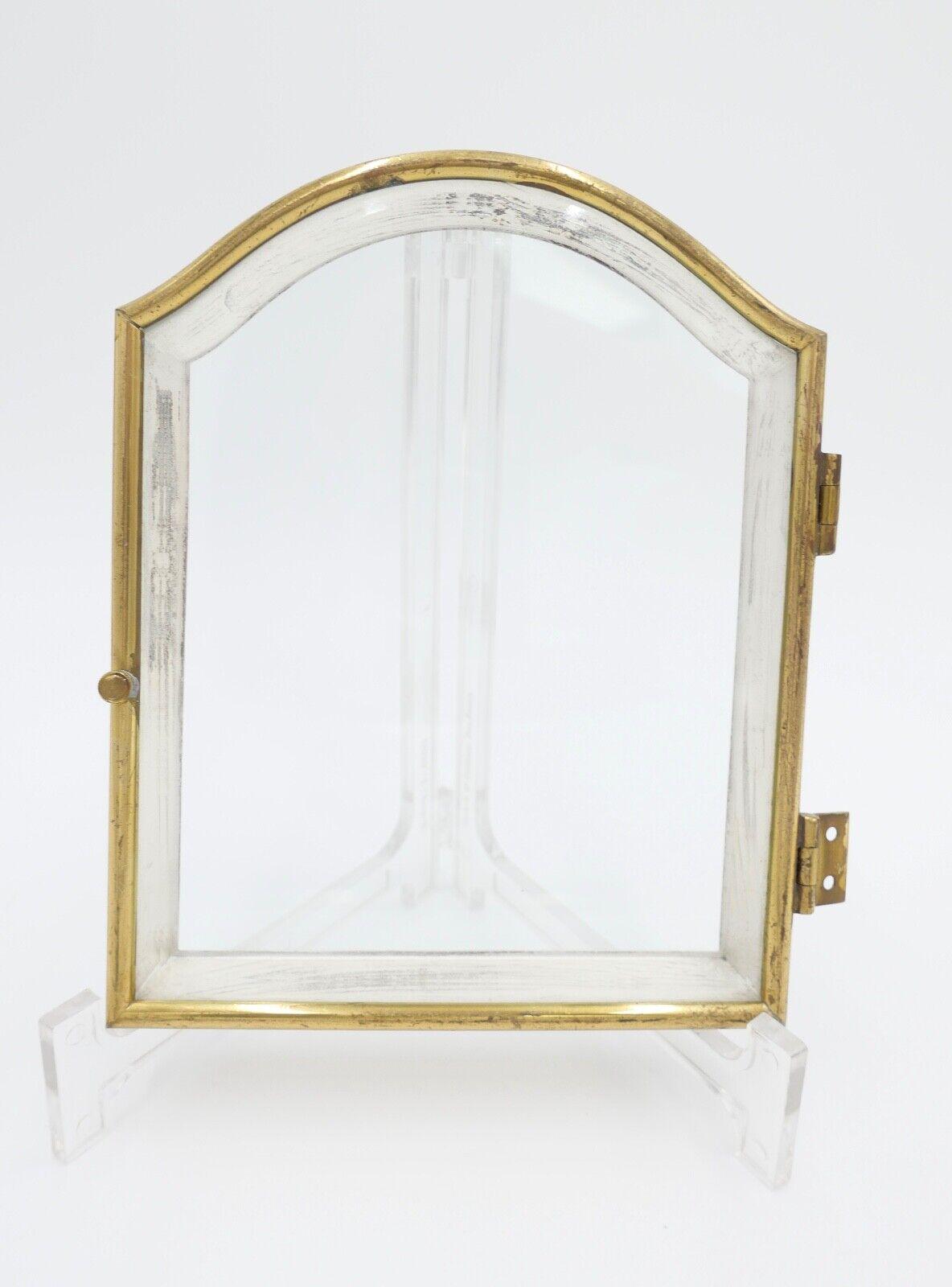 Alte Glastür/Glasöffner Messing Kaminuhr Tischuhr Facettiertes Glas Ersatzteil von AntikhandelStuttgart