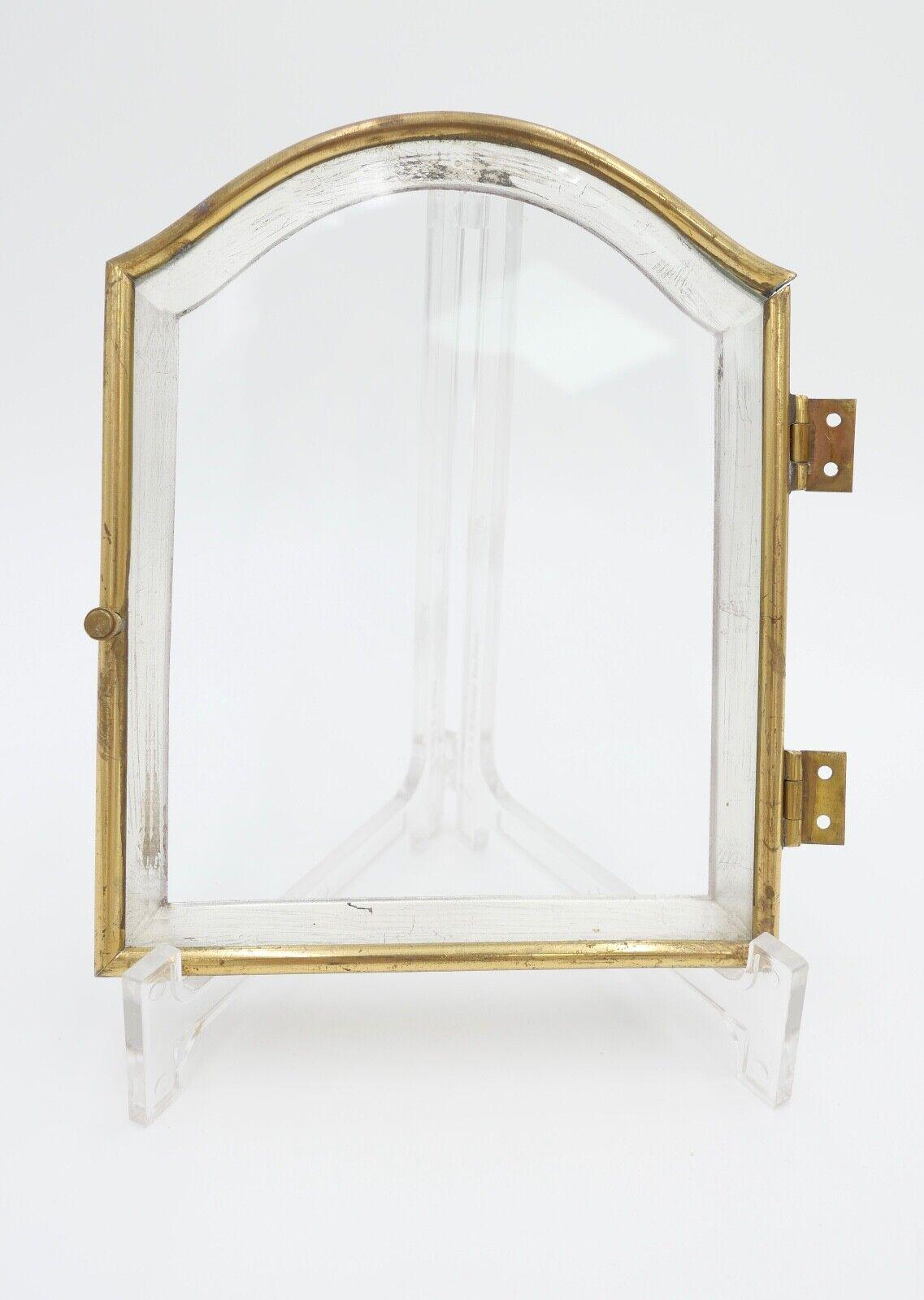 Alte Glastür/Glasöffner Messing Kaminuhr Tischuhr Facettiertes Glas Ersatzteil von AntikhandelStuttgart