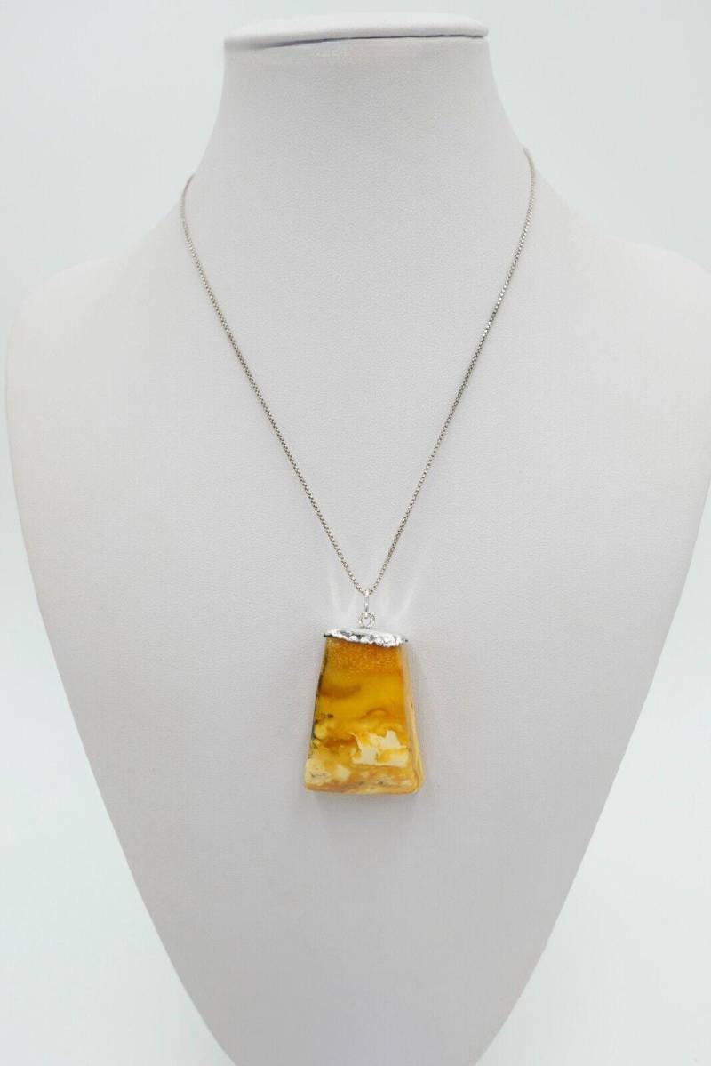 Alter Bernstein Anhänger Mit Silbermontur Butterscotch Silber von AntikhandelStuttgart