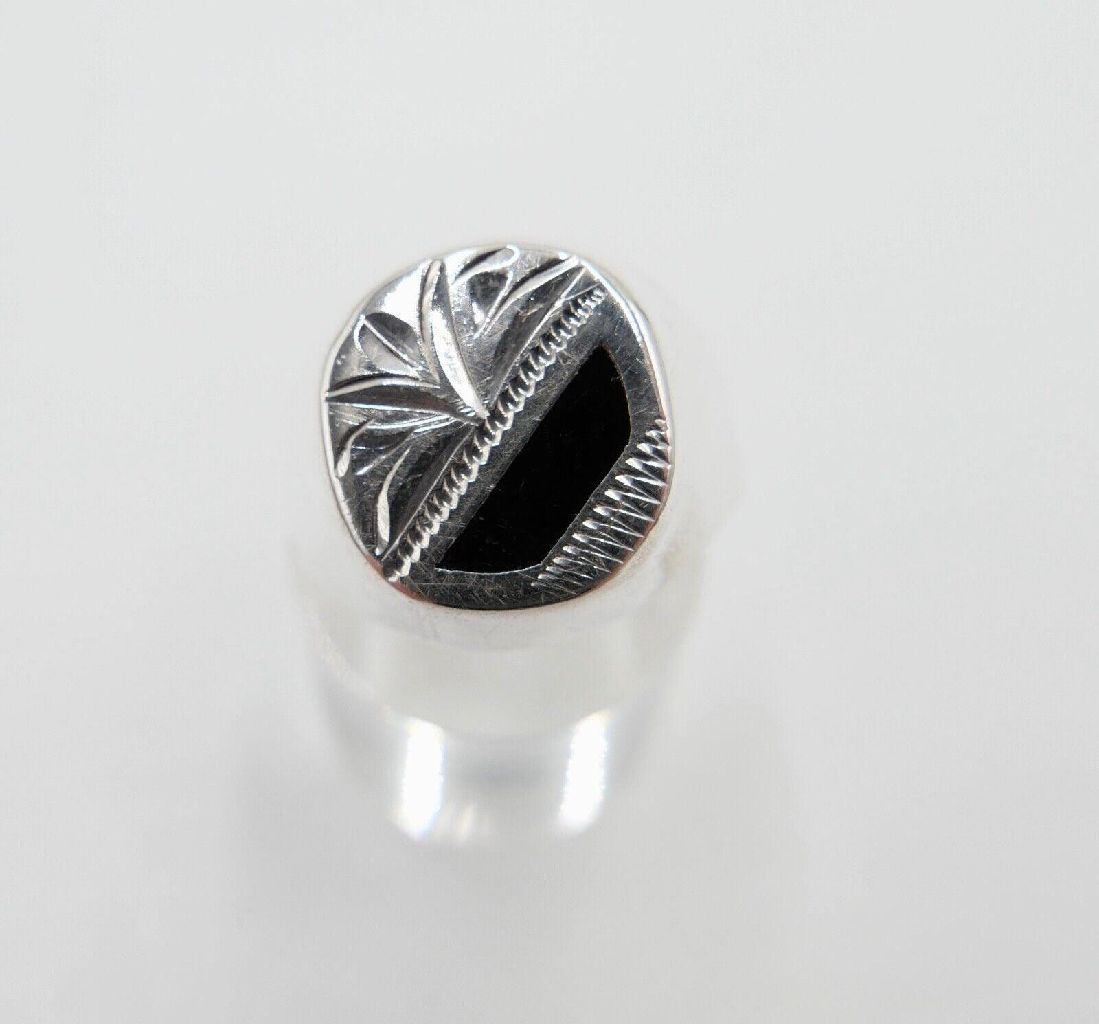 Alter Siegelring Herrenring Ring 925 Silber Gr. 66 Mit Palmenmotiv & Onyx von AntikhandelStuttgart