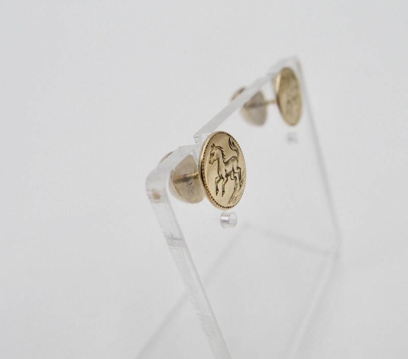 Antike Schäfer Herren Ohrstecker Gelbgold 585 14K Um 1900 Fohlen Pferde Motiv von AntikhandelStuttgart