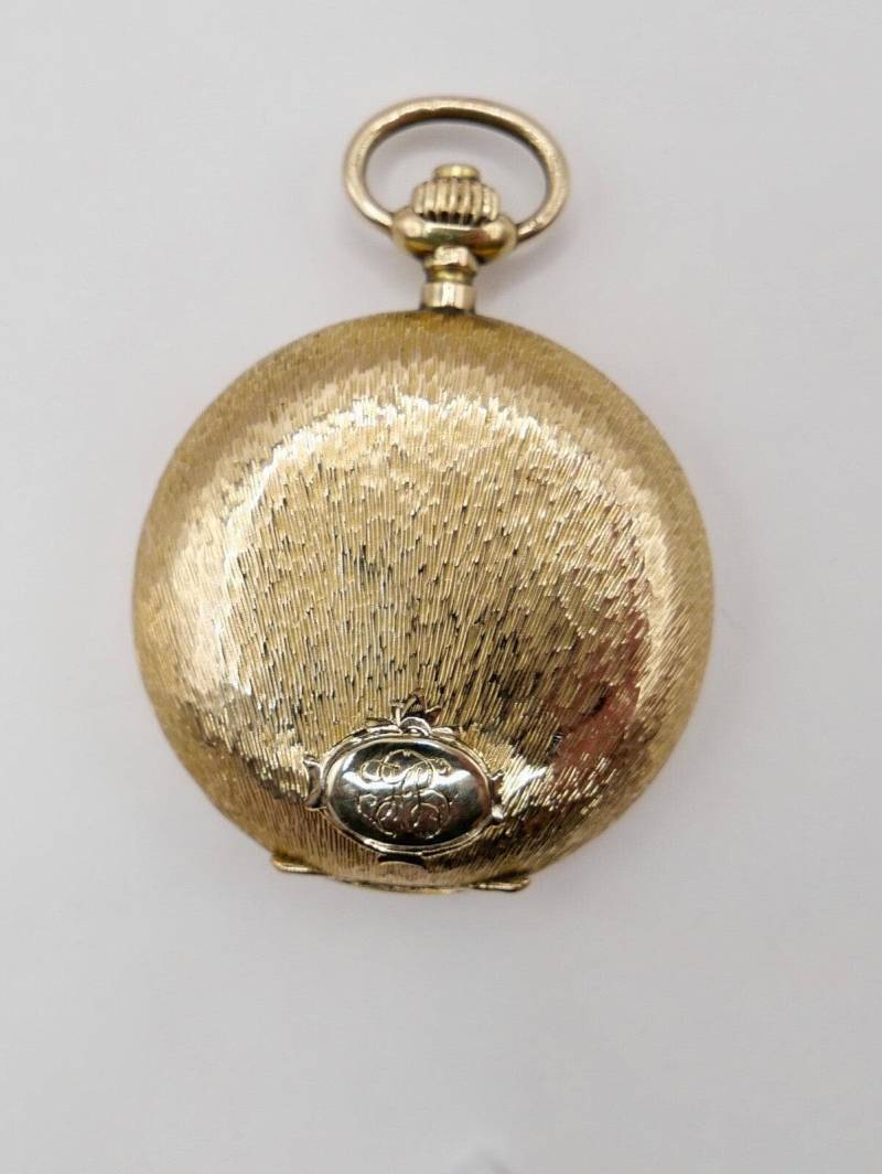 Antike Schweizer Damen Taschenuhr Jrh 585 Gold 14K Mit Monogram Savonette von AntikhandelStuttgart