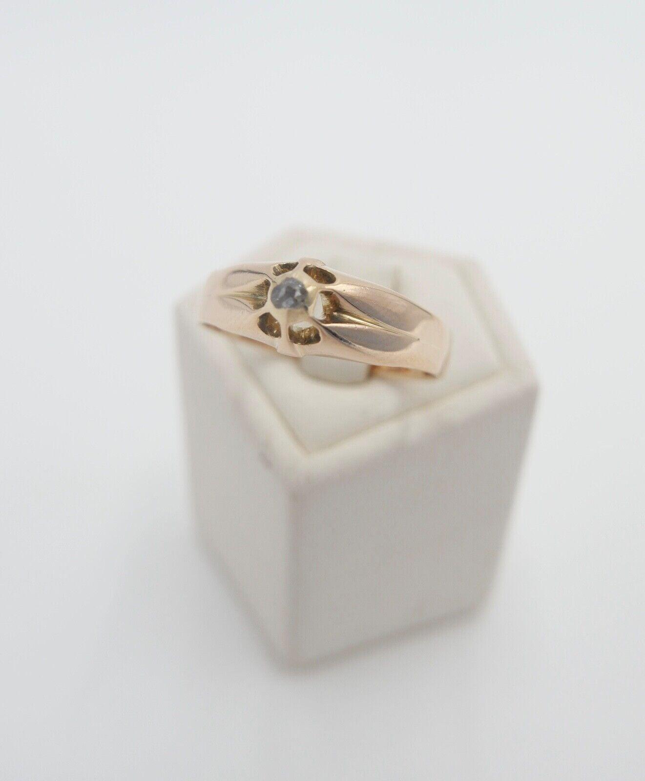 Antiker Solitär Ring Um 1820 Rotgold 585 14K Gr. 59 Diamant 0, 1 Ct Rosenschliff von AntikhandelStuttgart