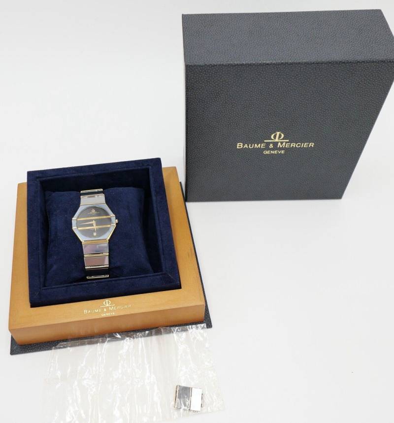 Baume & Mercier 32mm Avant-Garde 5138038 1830 Gold/Wolfram Herren Uhr 18K 80Er von AntikhandelStuttgart