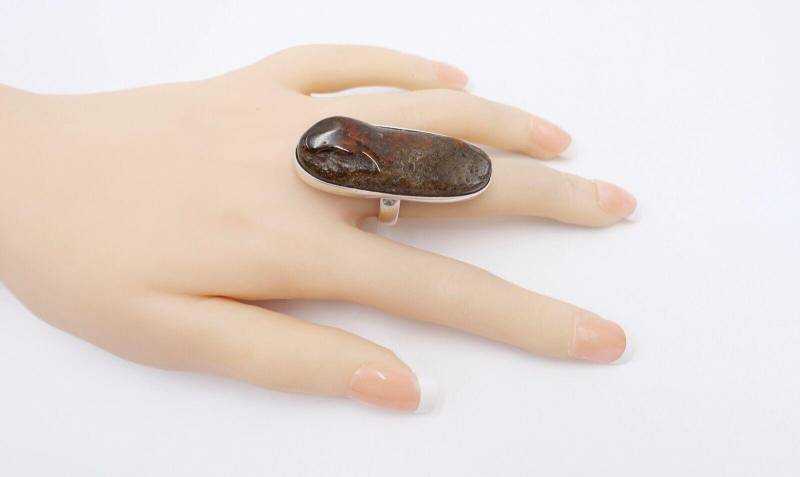 Bernstein Designer Ring Gr. 57 Silber 925 von AntikhandelStuttgart