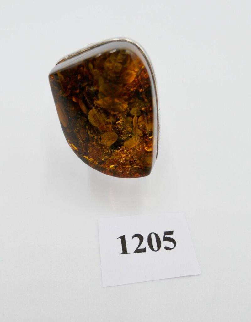 Bernstein Designer Ring Gr. 57 Silber von AntikhandelStuttgart