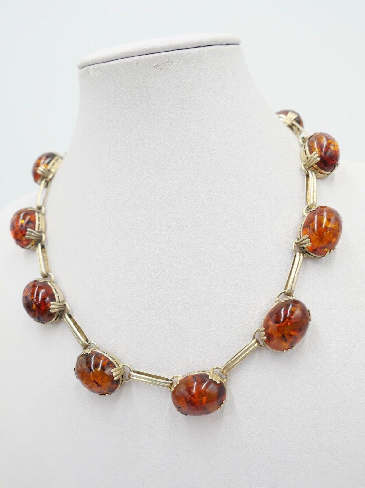 Bernstein Kette 830 Silber Vergoldet Halskette Collier Ø 43 cm Gliederkette Bernstein Kette 830 Silber Vergoldet Halskette Collier Ø 43 cm Gliederkette von AntikhandelStuttgart