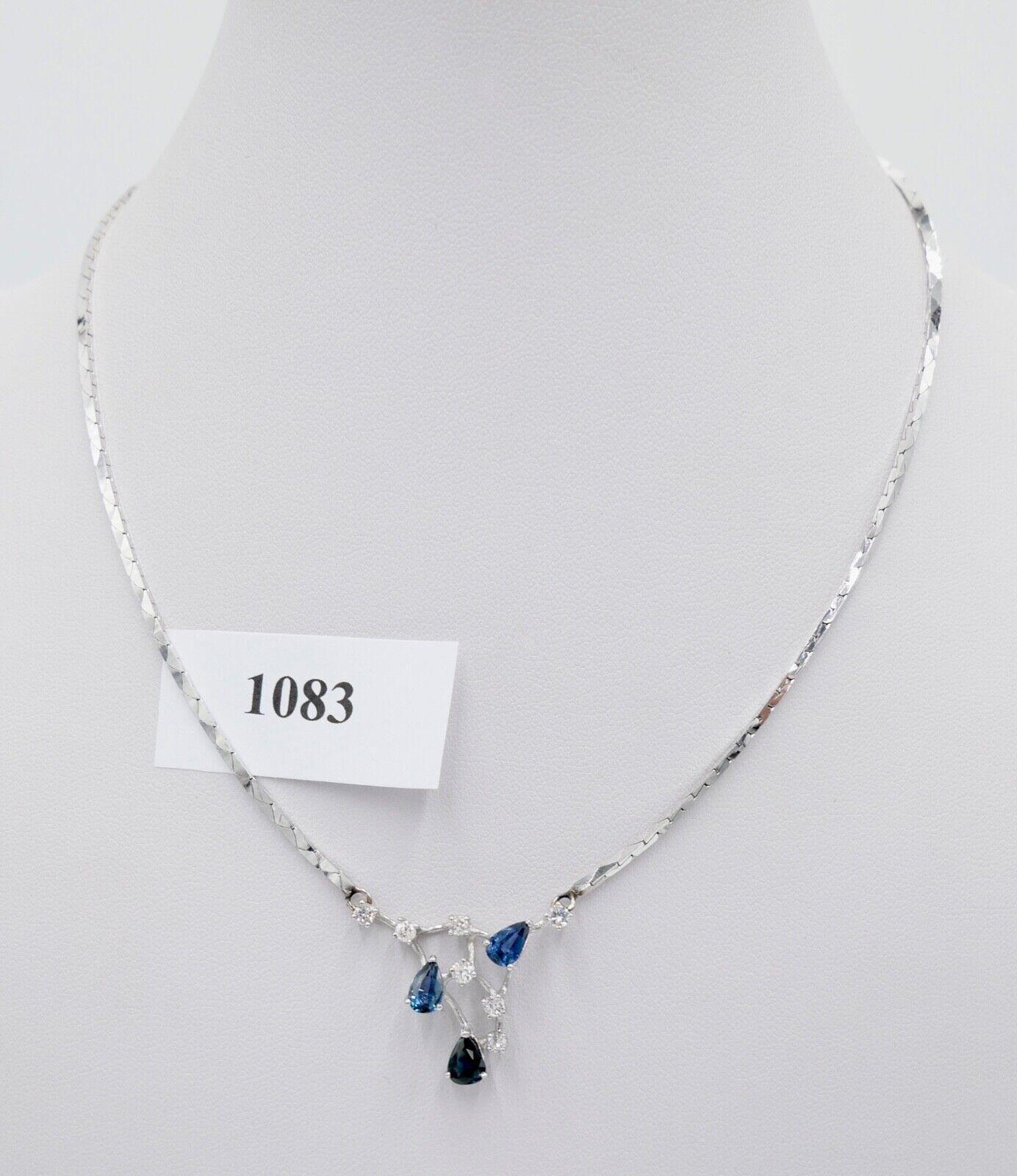 Collier Kette 42, 5 cm Weißgold 750 18K Italien Gold Diamanten 0, 48 Ct Vs Saphire von AntikhandelStuttgart