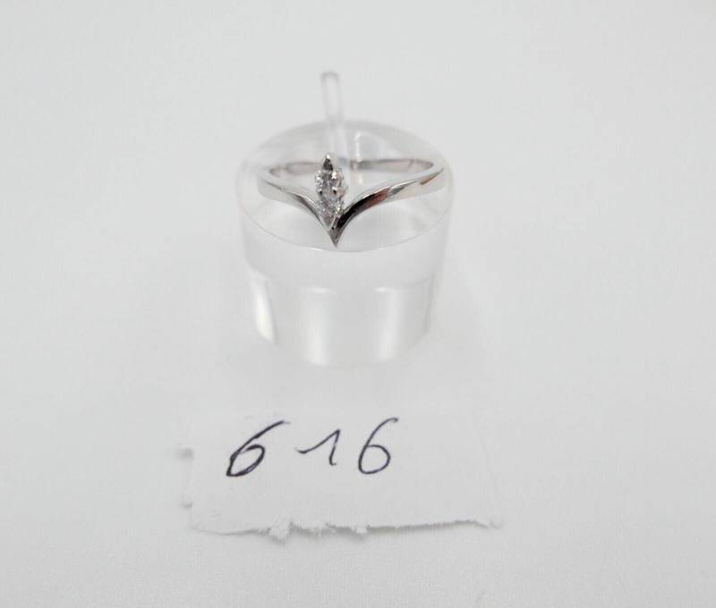 Damen Wishbone V-Form Weißgold Brillant Ring 585 14K Gr. 52 Diamanten 0, 08 Ct von AntikhandelStuttgart