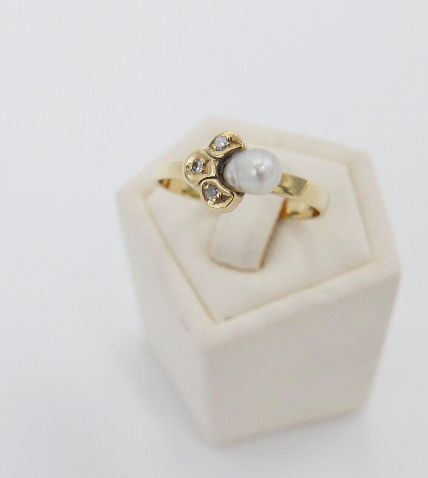 Eleganter Gelbgold Diamant/Perle Damen Ring 585 14K Gr. 55 Eleganter Gelbgold Diamant/Perle Damen Ring 585 14K Gr. 55 von AntikhandelStuttgart