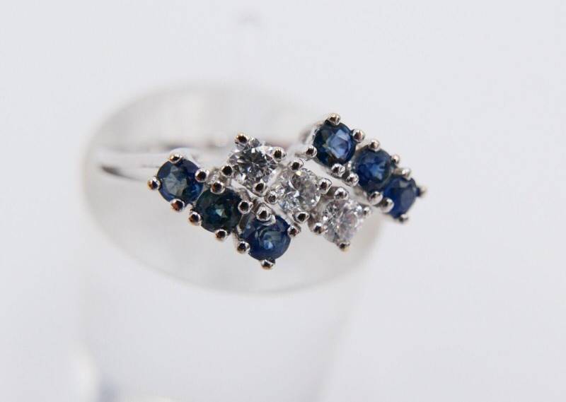 Eleganter Weißgold Brillant - Saphir Damen Ring 0, 585 Ct 585 14K Gr. 55 Iwh von AntikhandelStuttgart