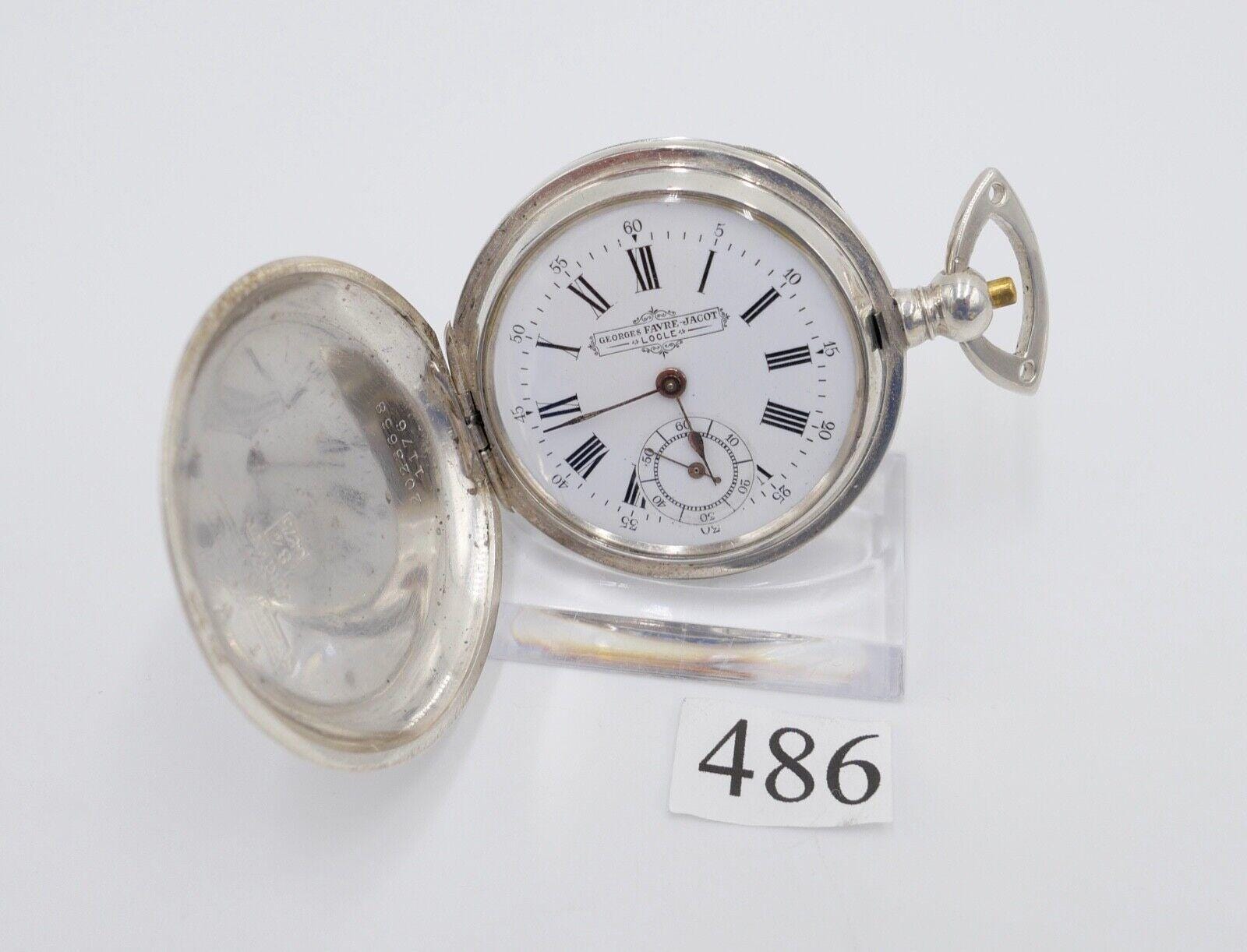 Georges Favre Jacot Locle Savonette Taschenuhr Silber 875 von AntikhandelStuttgart