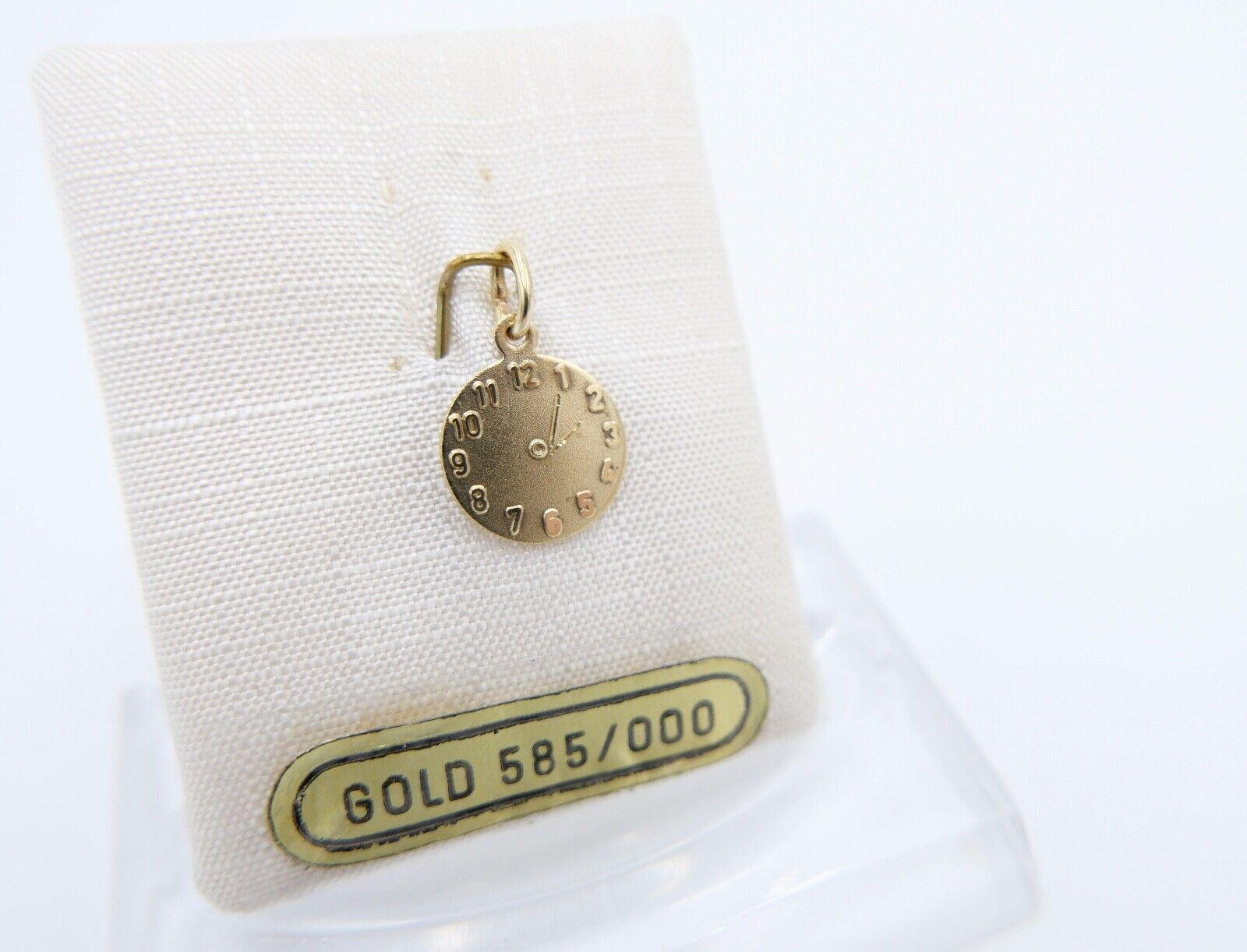 Gold Anhänger 585/14K Zifferblatt Ø 10 Mm Mit Gravur 22.6.92 von AntikhandelStuttgart