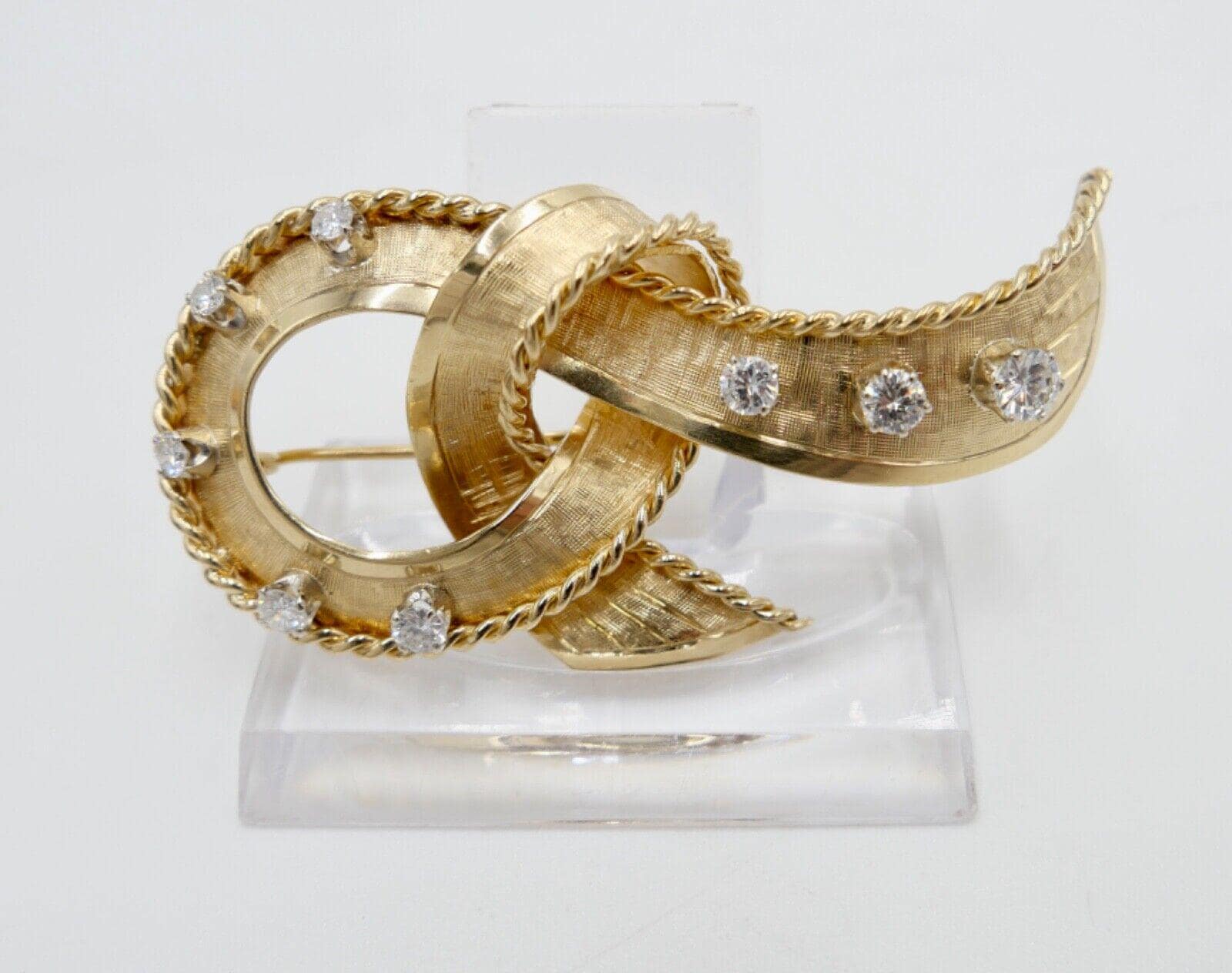 Große Alte Schleifen Brosche 750 18K Gelbgold 1, 34 Ctw Brillanten 66mm Punze Sf Große Alte Schleifen Brosche 750 18K Gelbgold 1, 34 Ctw Brillanten 66mm Punze Sf von AntikhandelStuttgart