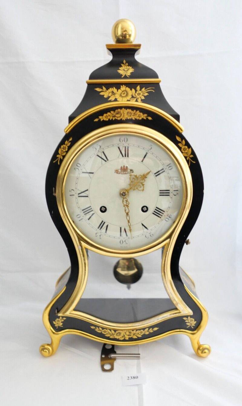 Große Pendule 46cm Tischuhr Kaminuhr Residence Schwarz Gold Im Stil Louis Xvi von AntikhandelStuttgart