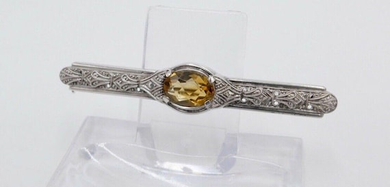 Jugendstil Silber 835 Brosche Anstecknadel Mit Gelben Citrin 55, 0 Mm von AntikhandelStuttgart