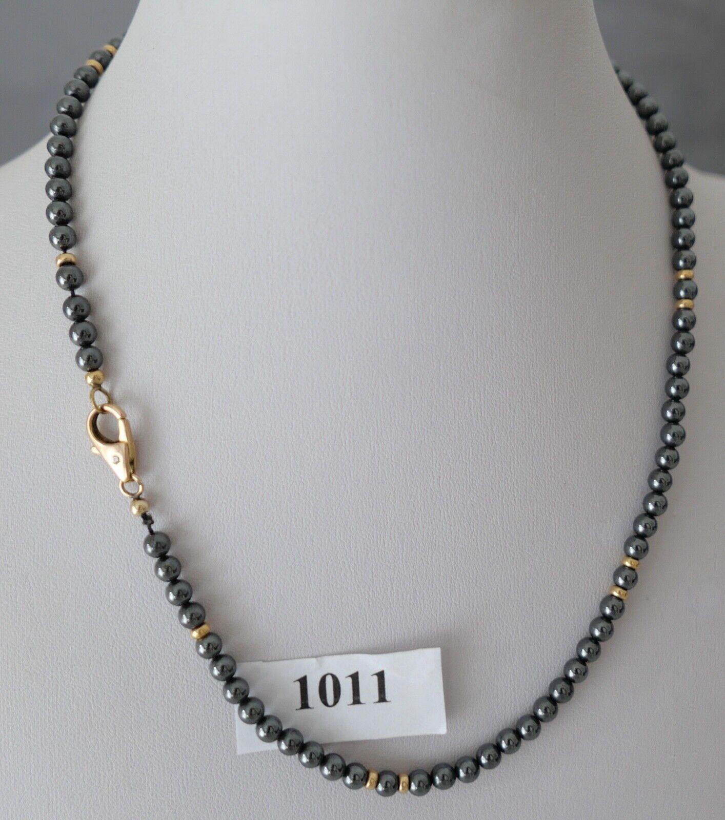 Kette Collier Brillant Blutstein Hämatit 42, 5 cm Gold 585 Kugel Perlen Ø 4, 3 Mm Kette Collier Brillant Blutstein Hämatit 42, 5 cm Gold 585 Kugel Perlen Ø 4, 3 Mm von AntikhandelStuttgart