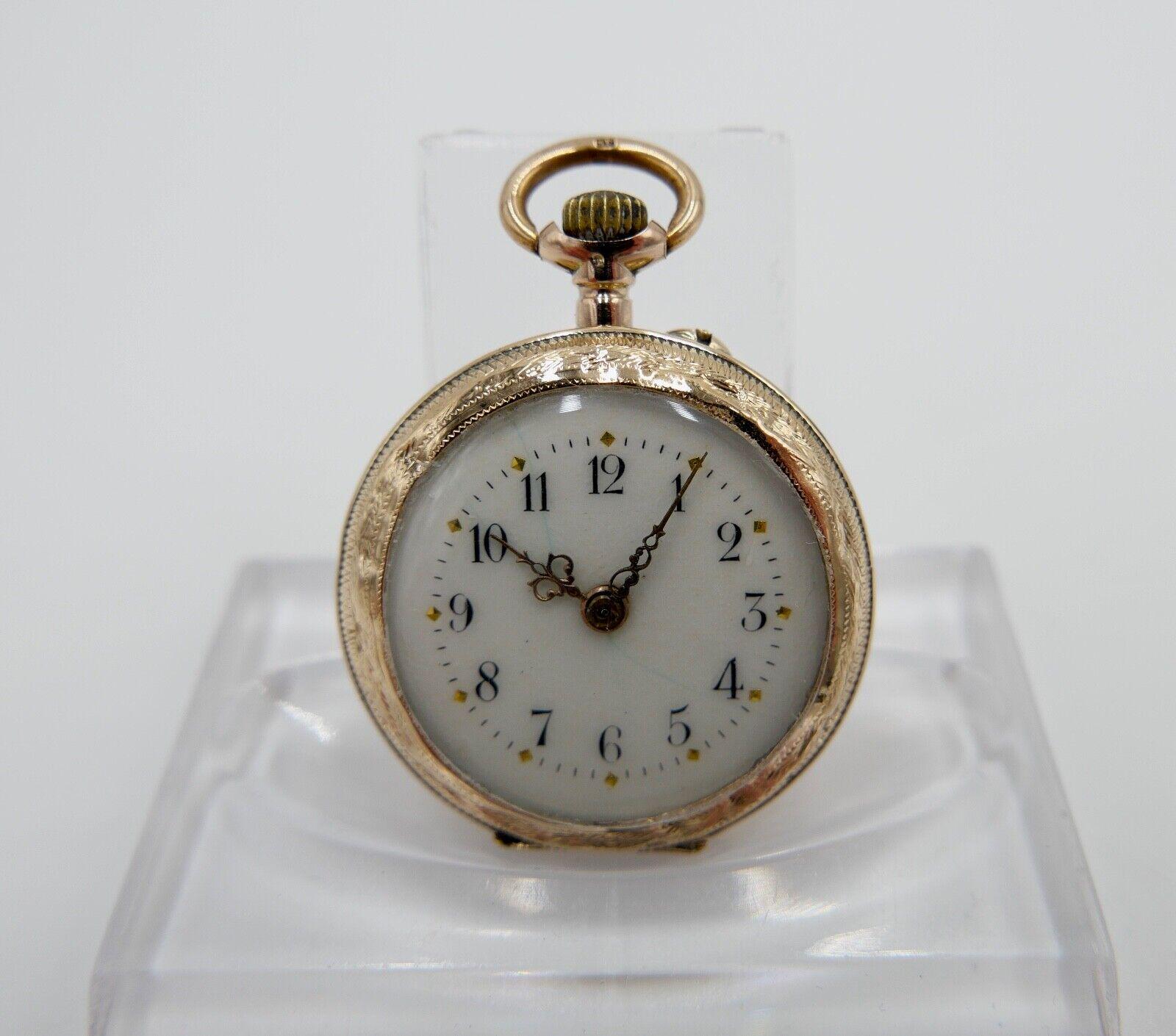 Kleine Bf Damen Taschenuhr 1930-40Er Gold 585 14K Schweiz Emaille Floral 29mm von AntikhandelStuttgart