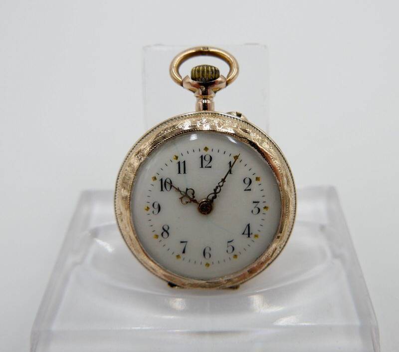 Kleine Bf Damen Taschenuhr 1930-40Er Gold 585 14K Schweiz Emaille Floral 29mm von AntikhandelStuttgart