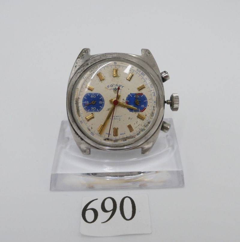 Läuft Rotary Cal. Valjoux 7733 Uhrwerk Chronograph Seltenes Zifferblatt von AntikhandelStuttgart