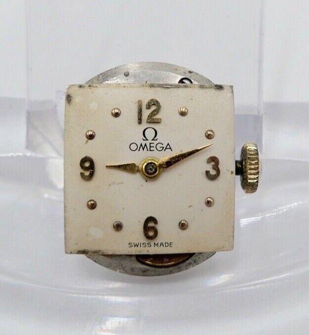 Omega Cal. R135 Uhrwerk Krone Zifferblatt Zeiger Defekt Ersatzteil von AntikhandelStuttgart