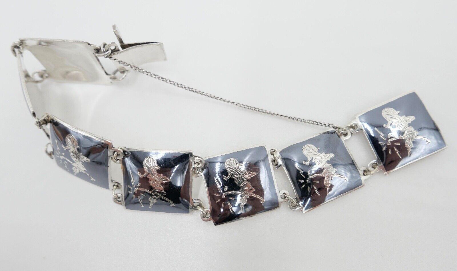 Siam Sterling Silber Glieder Armband Emaille Motiv Göttin 19cm von AntikhandelStuttgart