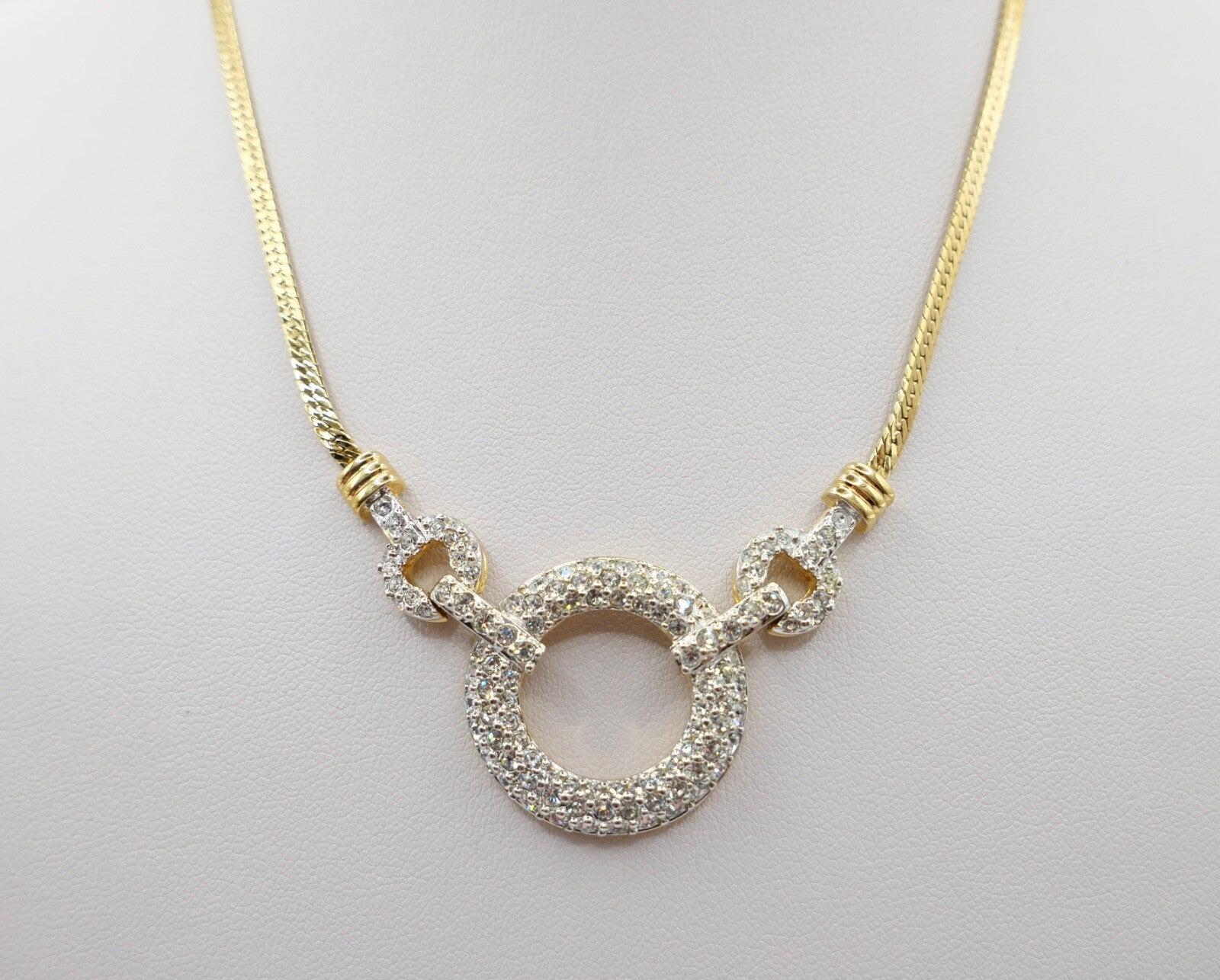 Swarovski Designer Damen Collier/Kette 18K Vergoldet 43cm Mit Strasssteinen von AntikhandelStuttgart