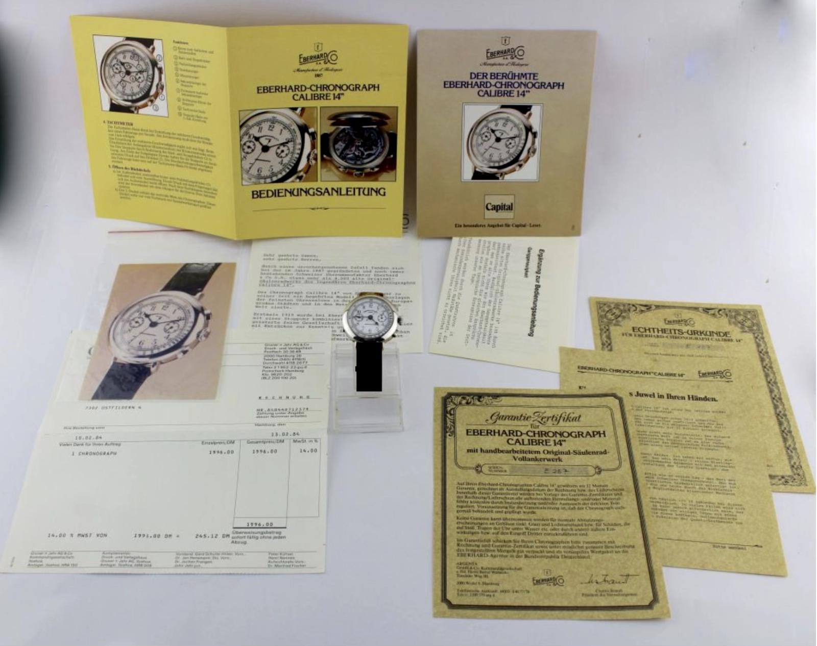 Vintage Eberhard & Co Chronograph 310-8 31008 Cal. 14 Inkl. Papiere 925 Silber von AntikhandelStuttgart