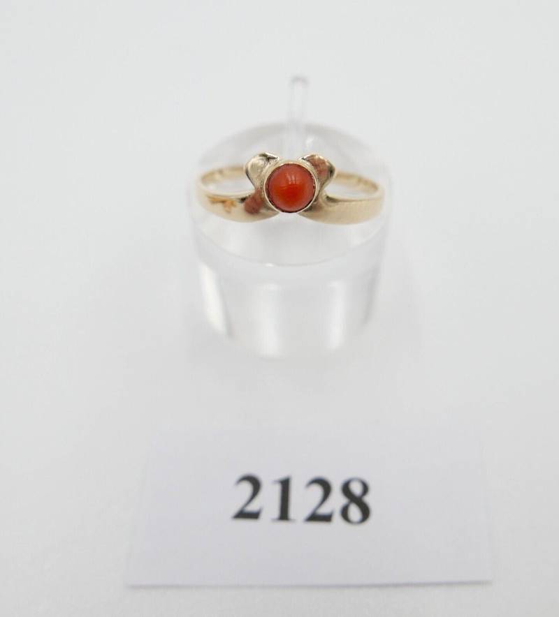 Zarter 1950Er Jahre Korallen Ring Gold 583 Gr. 59 Damenring Koralle von AntikhandelStuttgart
