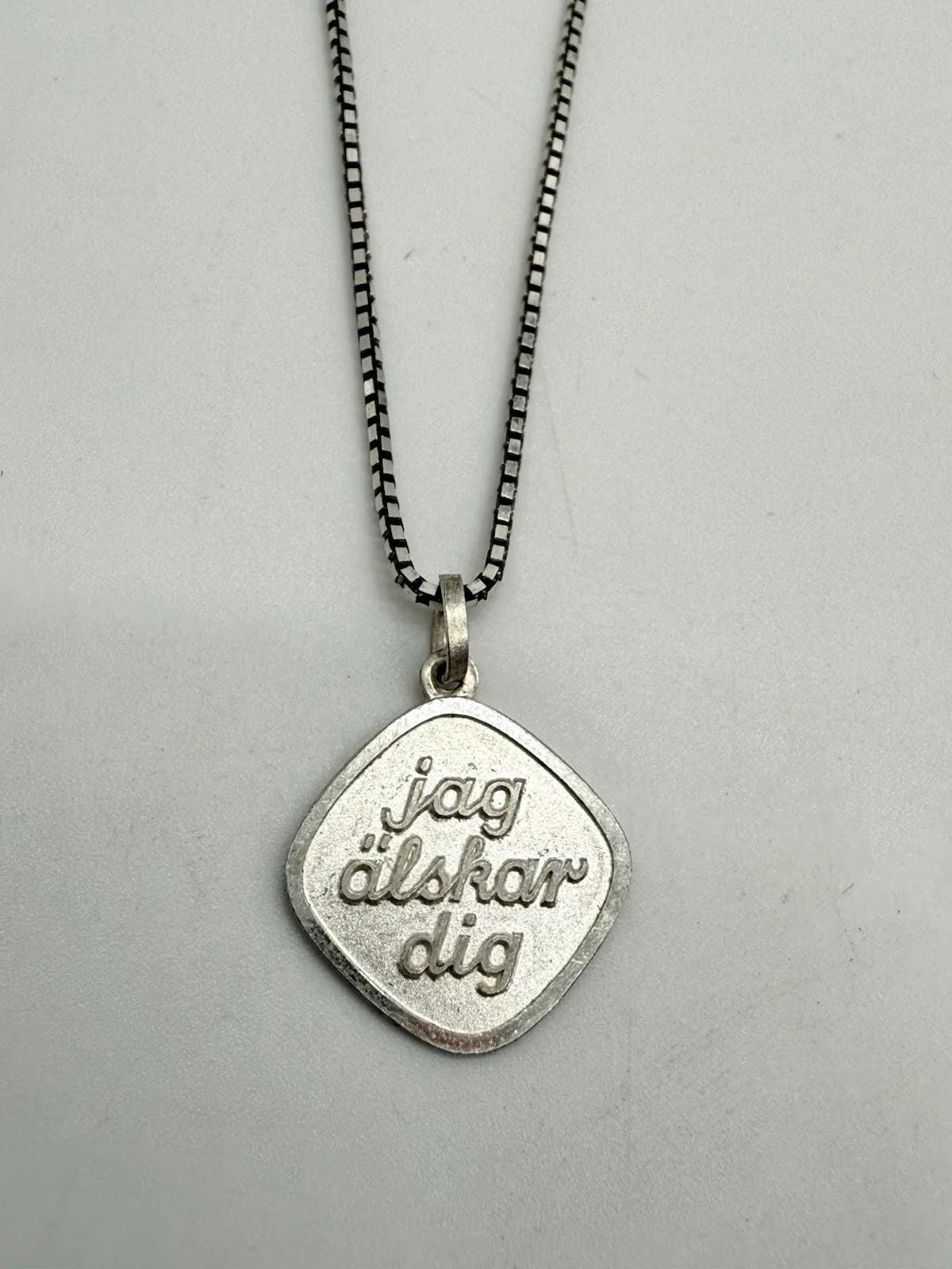 925 Silber Anhänger & Kette Jag Alskar Dig - Ich Liebe Dich Schweden 925 Silber Anhänger & Kette Jag Alskar Dig - Ich Liebe Dich Schweden von Antikhausfuchs