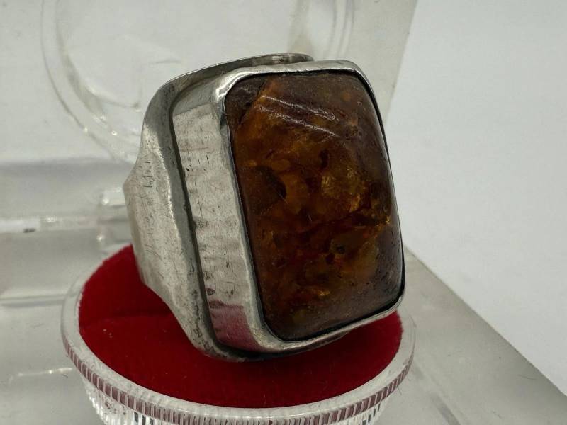 Designer Ring Georg Kramer 835 Silber Bernstein Gr.54 von Antikhausfuchs