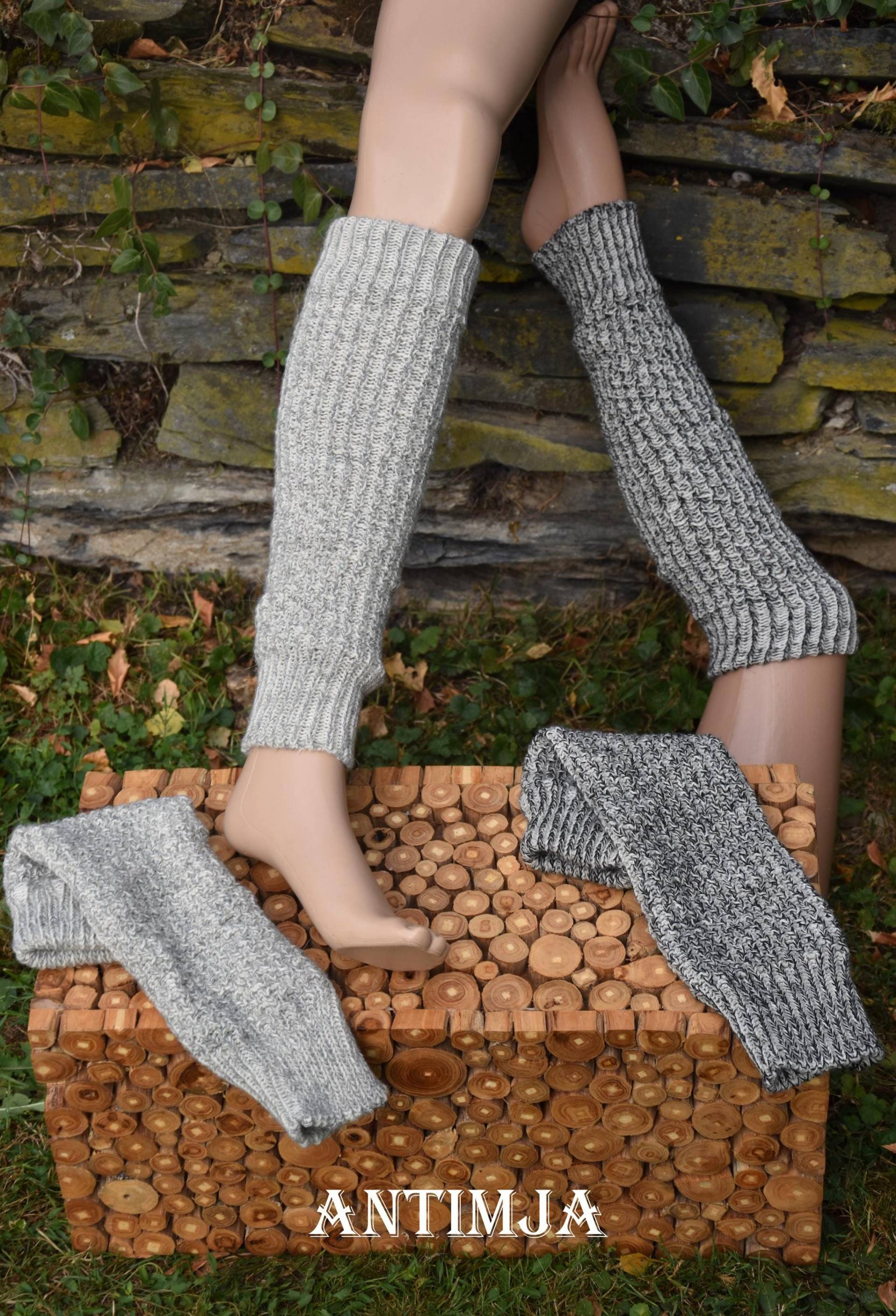 Beinstulpen Strick, Stulpen, Strickstulpen Grau, Beinstulpen Mit Alpakawolle, Strick Beinstulpen, Wadenwärmer Wolle, Stulpen Grau Schwarz, Stulpen von Antimja