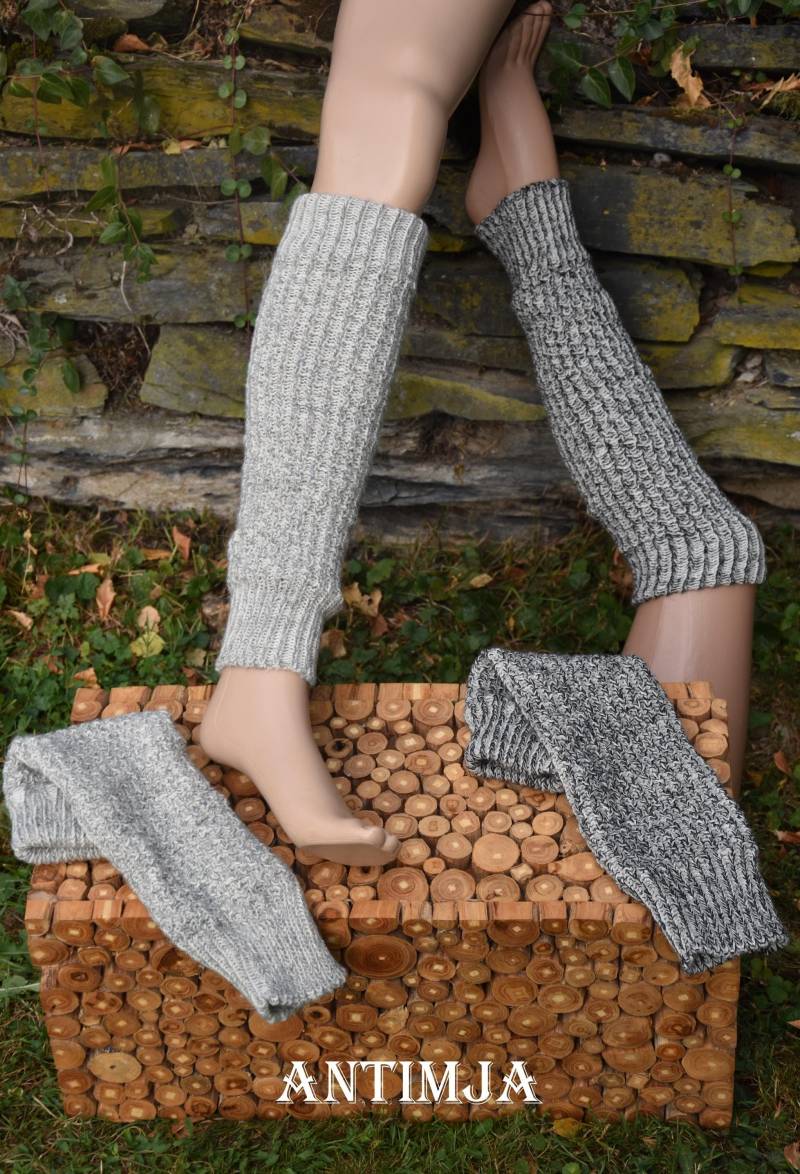 Beinstulpen Strick, Stulpen, Strickstulpen Grau, Beinstulpen Mit Alpakawolle, Strick Beinstulpen, Wadenwärmer Wolle, Stulpen Grau Schwarz, Stulpen von Antimja