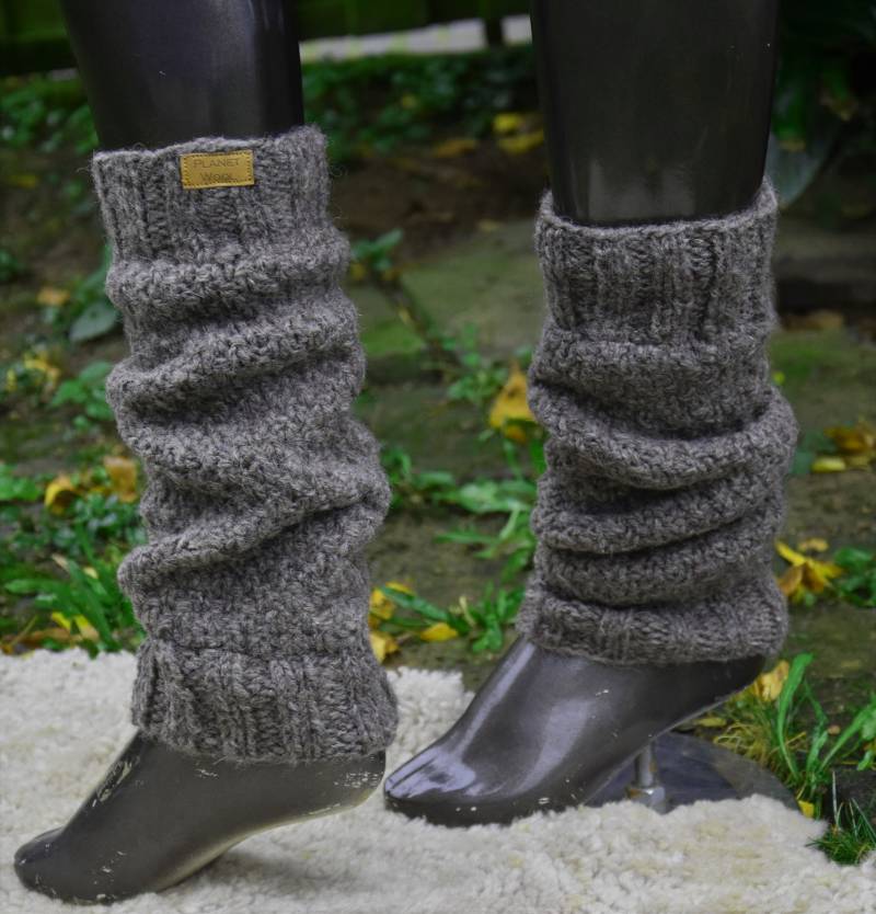Beinstulpen Strick Wolle Gefüttert Leg Warmers Beinlinge Handgestrickte Winterbeinstulpen Boot Toppers Hippie Wollstulpen von Antimja