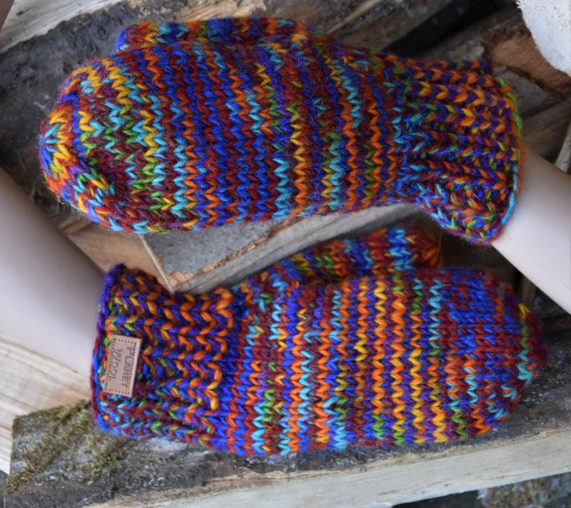 Fäustlinge Handgestrickt Wolle Bunte Gefüttert Winterhandschuhe Warme Strick Gefütterte Winter Handschuhe Gestrickt von Antimja