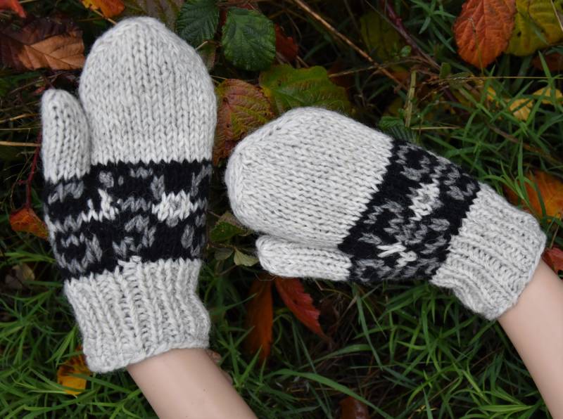 Fäustlinge Handgestrickt Wolle Gefüttert Winterhandschuhe Creme Warme Strick Gefütterte Winter Handschuhe Gestrickt von Antimja