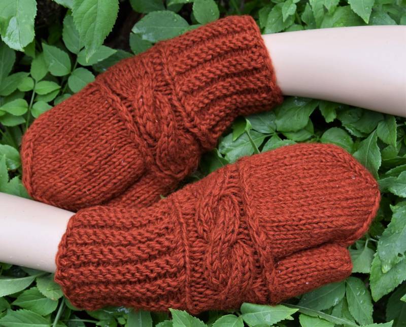 Fäustlinge Handgestrickt Wolle Gefüttert Winterhandschuhe Warme Strick Kupfer Gefütterte Winter Handschuhe Gestrickt von Antimja