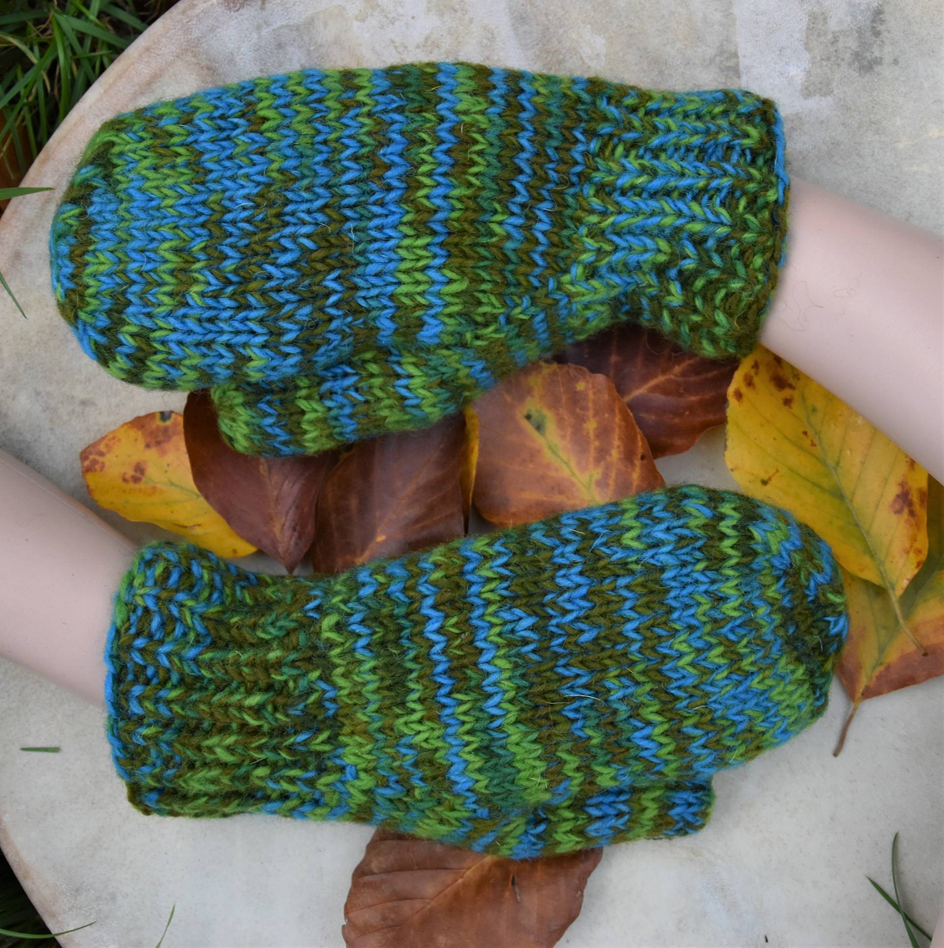 Fäustlinge Handgestrickt Wolle Grüne Gefüttert Winterhandschuhe Warme Strick Gefütterte Winter Handschuhe Gestrickt von Antimja