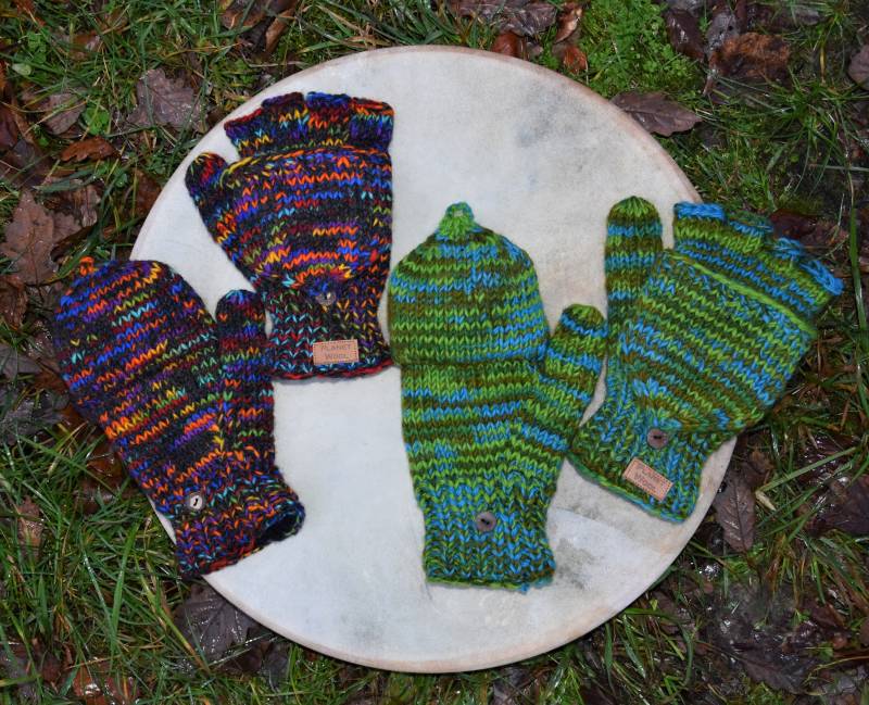 Finger Handschuhe Mit Klappe Fäustlinge Hippie Strick Bunte Wollhandschuhe Gefüttert Warme Fingerhandschuhe Schafwolle von Antimja